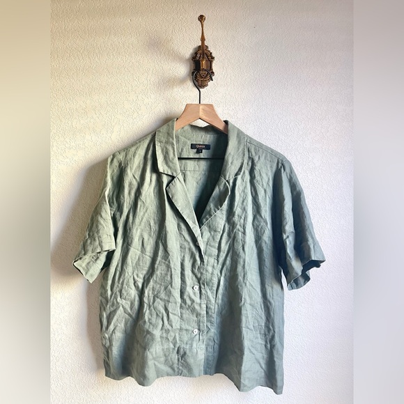 Quince Tops - Quince Sage Green Linen Button-Up Shirt